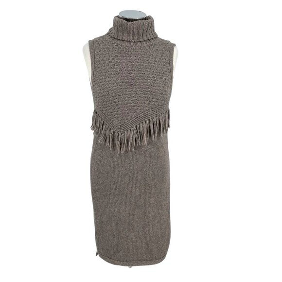 Nomad Morgan Carper Sleeveless Fringe Turtleneck Sweater Dress Gray Size Small - Picture 13 of 13